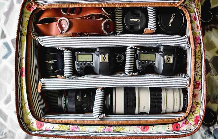 Camera gear in bag